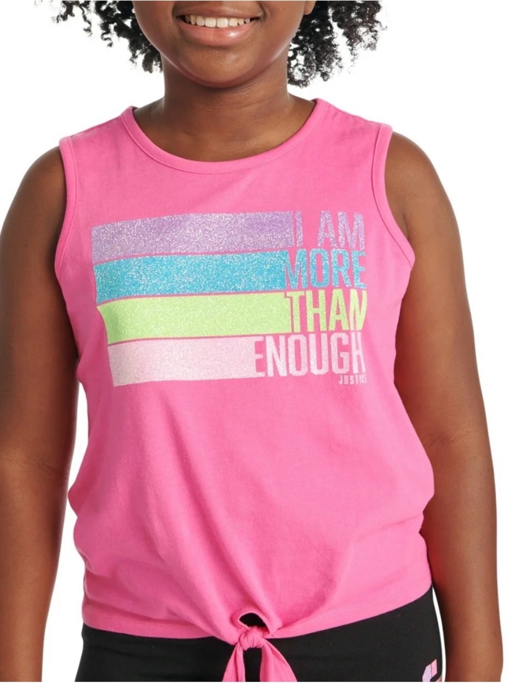 Justice Girls Pink Tank Top Shirt Size XLP (16/18) “I Am More Than Enough”‎